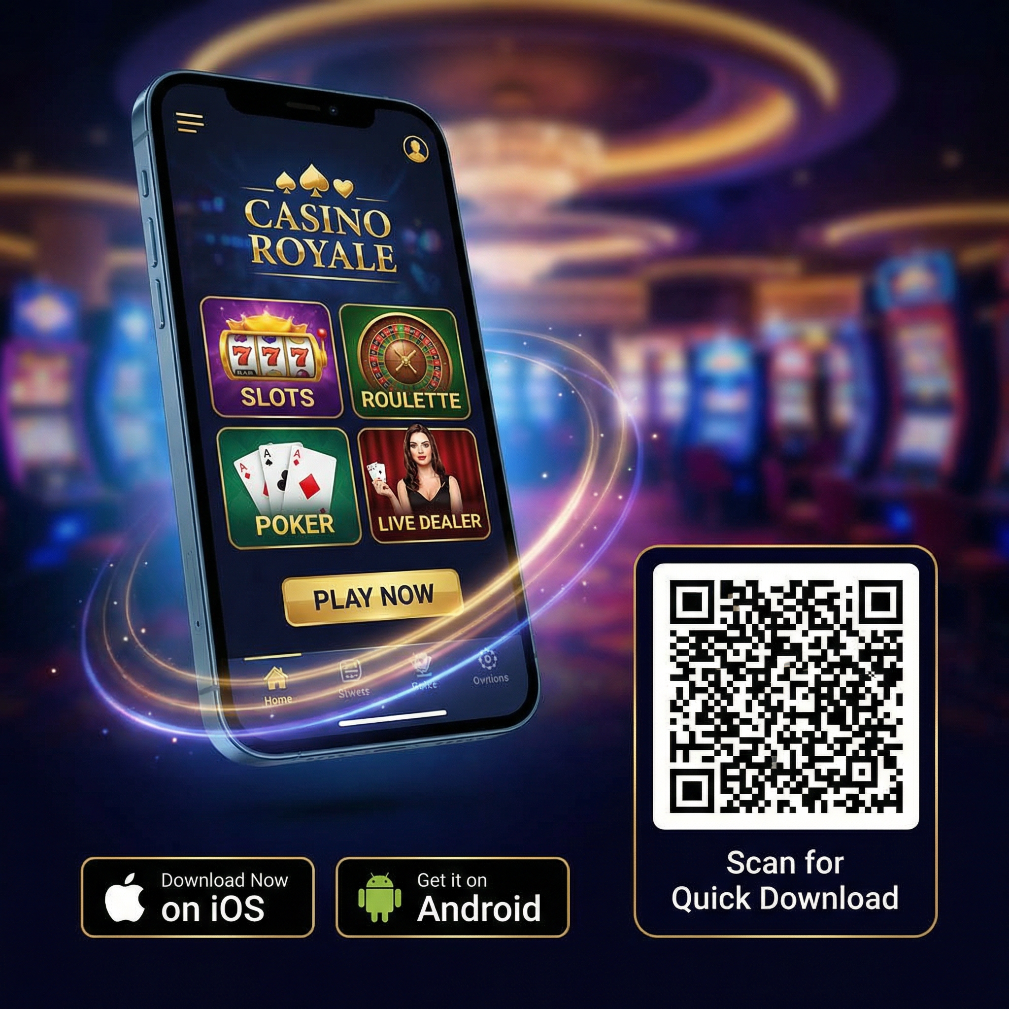 赌博网站移动应用程序界面展示,支持iOS和Android系统